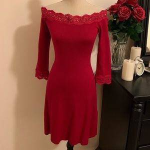 Off the Shoulder Lace Detail A-line Dress